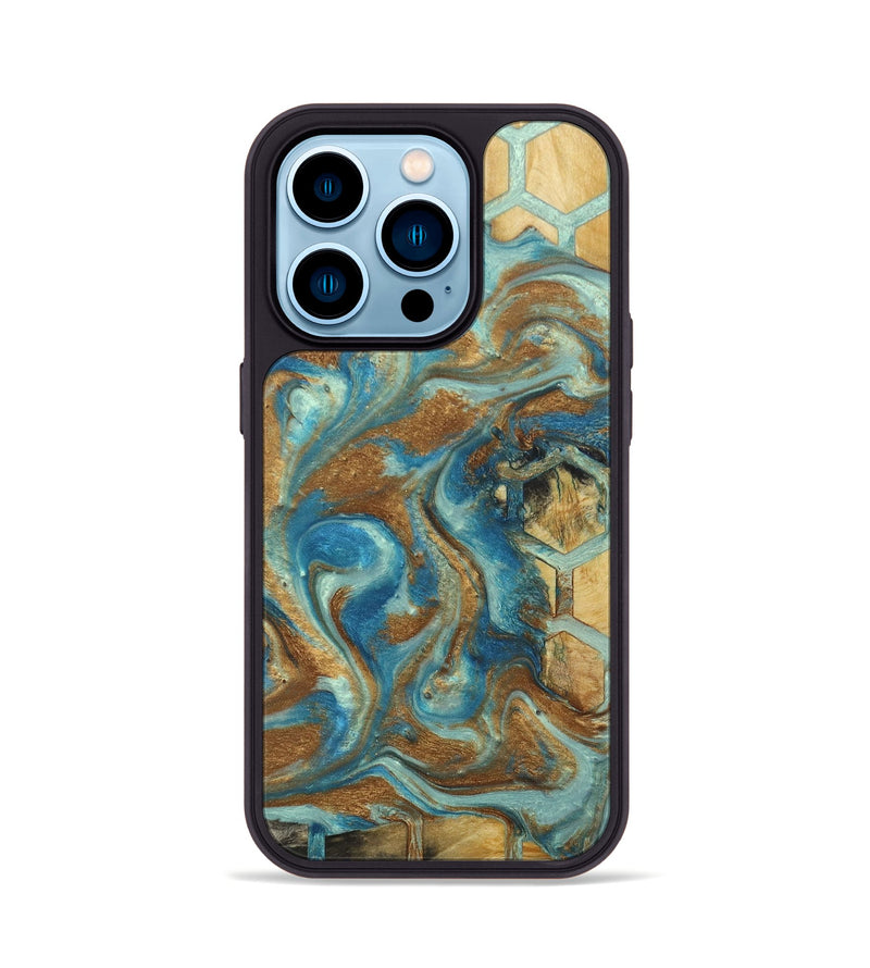 iPhone 14 Pro Wood+Resin Phone Case - Gina (Pattern, 688037)
