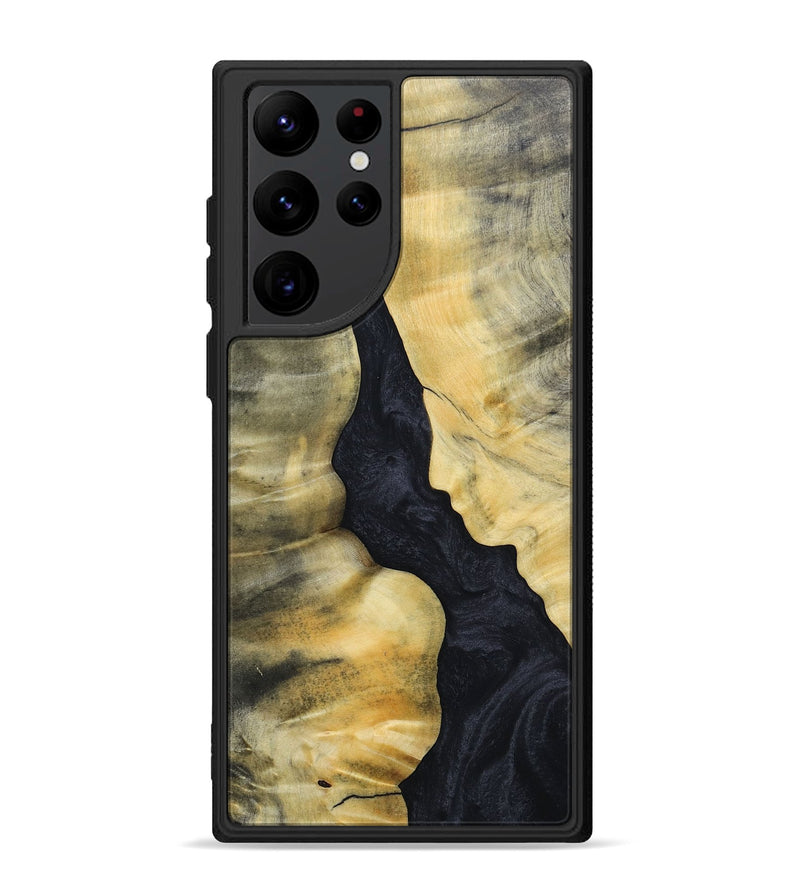 Galaxy S22 Ultra Wood+Resin Phone Case - Trey (Pure Black, 688078)