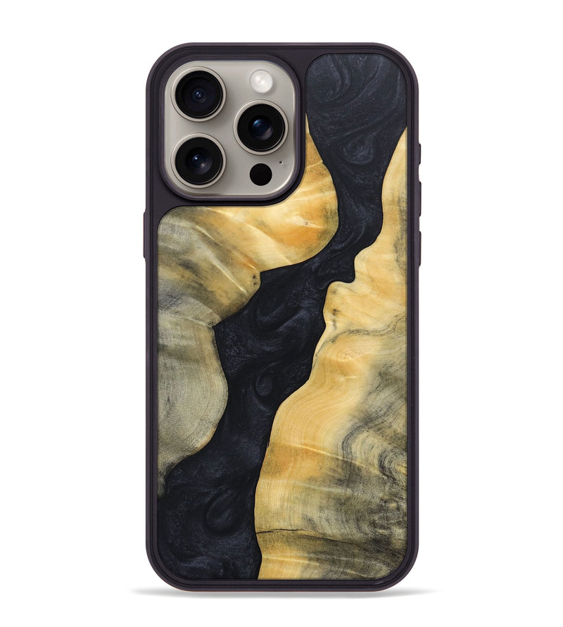 iPhone 15 Pro Max Wood+Resin Phone Case - Beth (Pure Black, 688091)