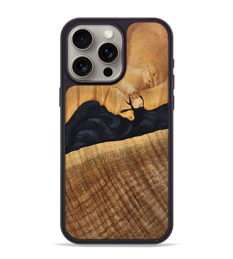 iPhone 15 Pro Max Wood+Resin Phone Case - Amie (Pure Black, 688092)