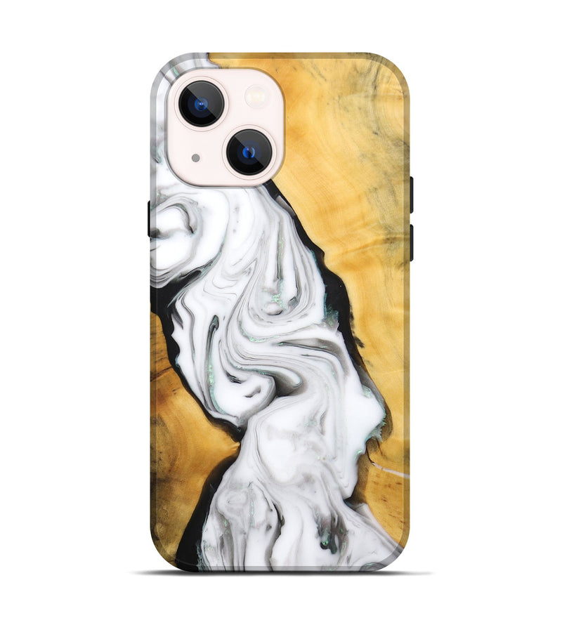 iPhone 14 Wood+Resin Live Edge Phone Case - Gage (Black & White, 688095)