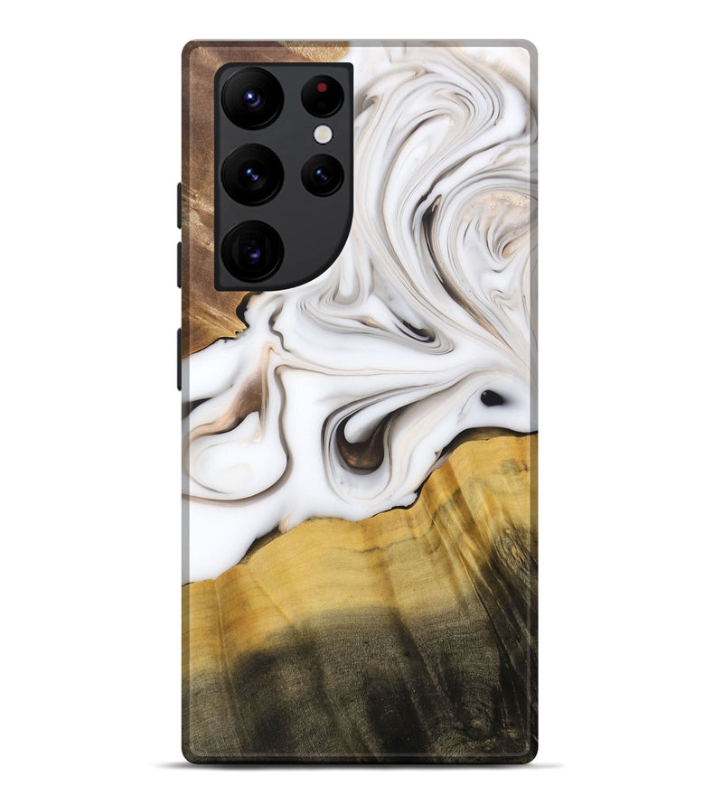 Galaxy S22 Ultra Wood+Resin Live Edge Phone Case - Dora (Black & White, 688096)