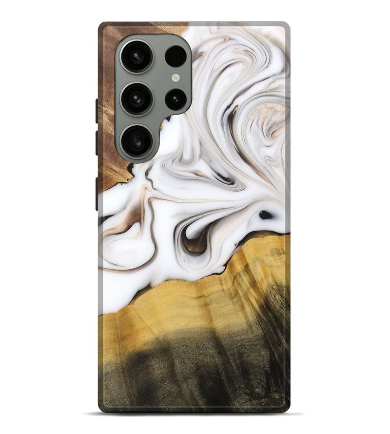 Galaxy S23 Ultra Wood+Resin Live Edge Phone Case - Dora (Black & White, 688096)