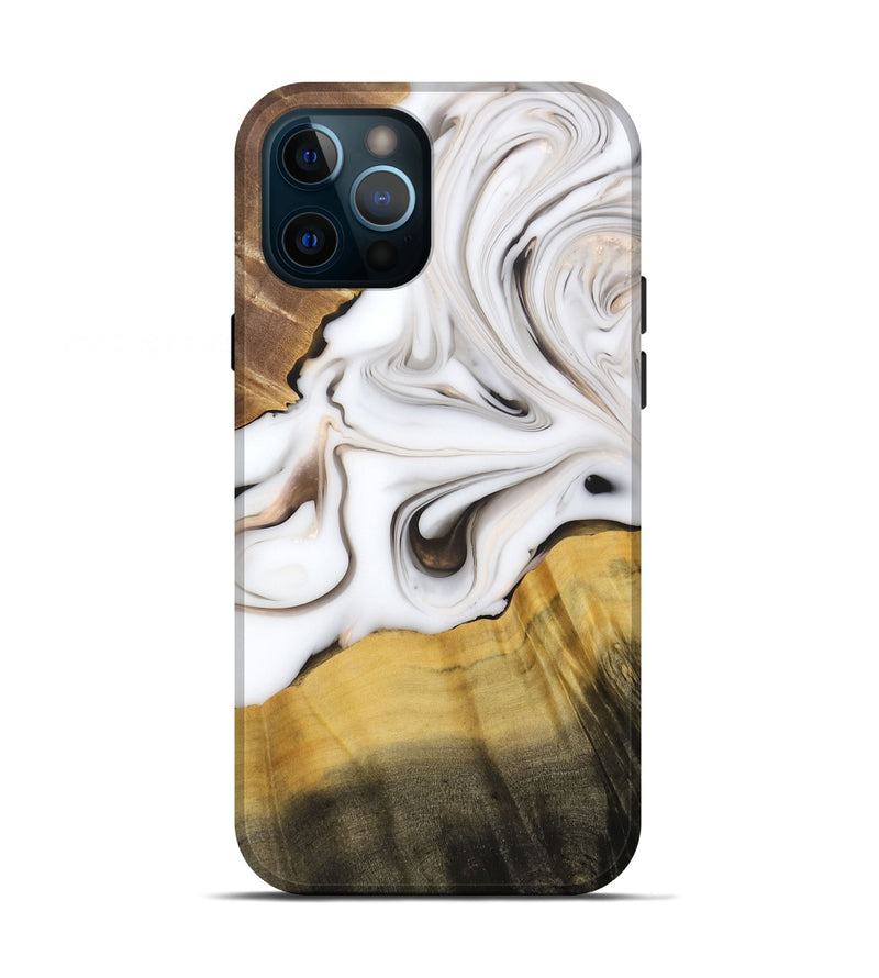 iPhone 12 Pro Wood+Resin Live Edge Phone Case - Dora (Black & White, 688096)