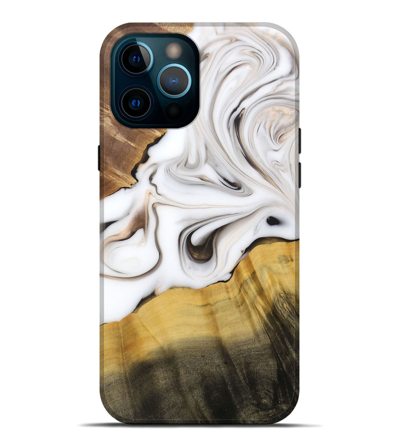 iPhone 12 Pro Max Wood+Resin Live Edge Phone Case - Dora (Black & White, 688096)