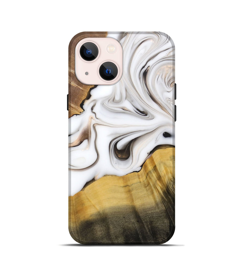 iPhone 13 mini Wood+Resin Live Edge Phone Case - Dora (Black & White, 688096)