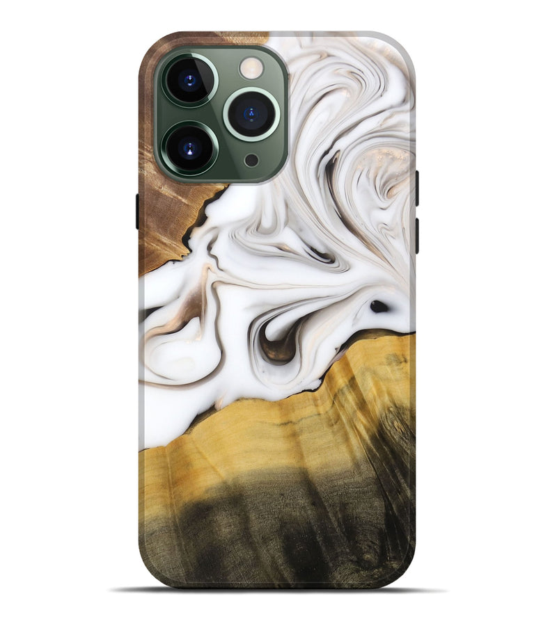iPhone 13 Pro Max Wood+Resin Live Edge Phone Case - Dora (Black & White, 688096)
