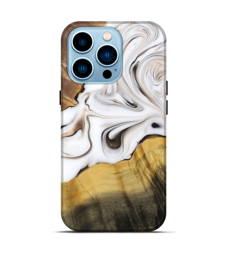 iPhone 14 Pro Wood+Resin Live Edge Phone Case - Dora (Black & White, 688096)