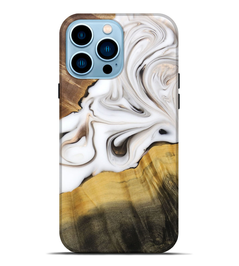 iPhone 14 Pro Max Wood+Resin Live Edge Phone Case - Dora (Black & White, 688096)