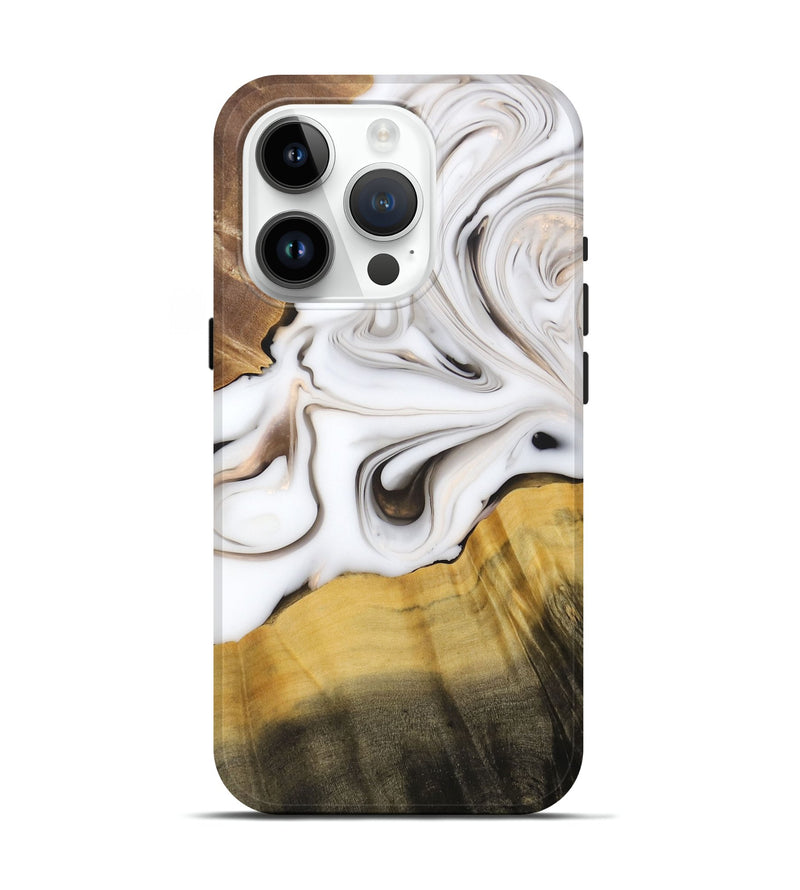 iPhone 15 Pro Wood+Resin Live Edge Phone Case - Dora (Black & White, 688096)
