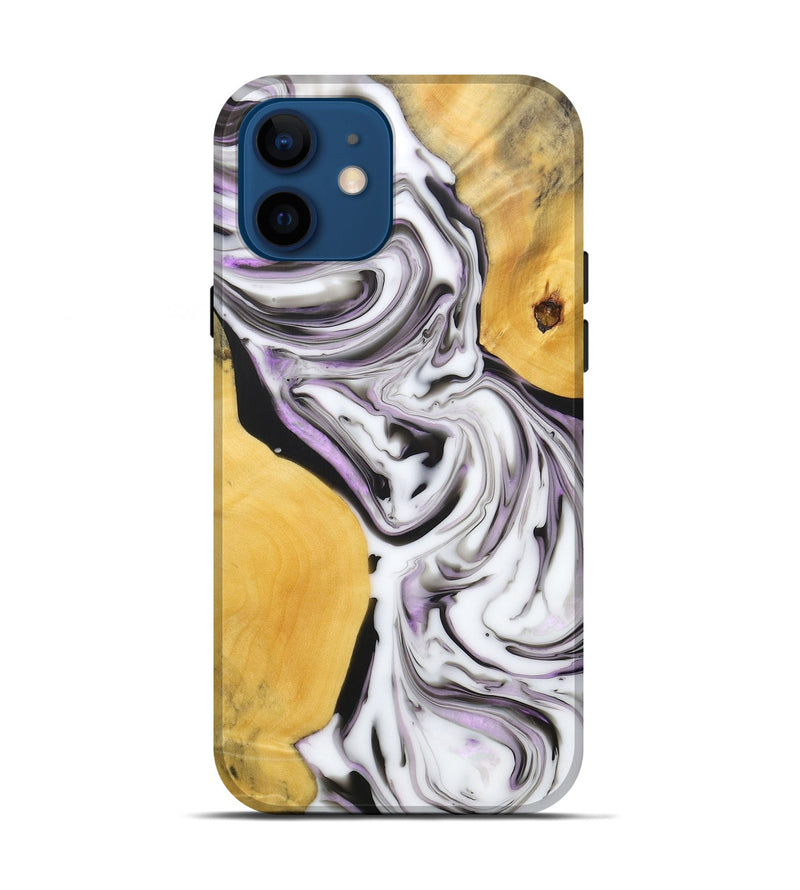 iPhone 12 Wood+Resin Live Edge Phone Case - Matt (Black & White, 688099)