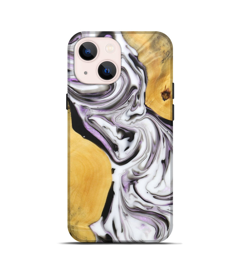 iPhone 13 mini Wood+Resin Live Edge Phone Case - Matt (Black & White, 688099)