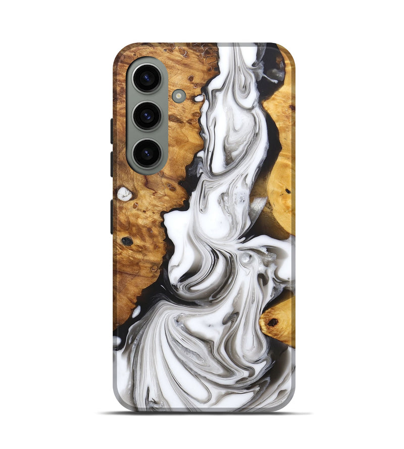 Galaxy S24 Wood+Resin Live Edge Phone Case - Willa (Black & White, 688102)