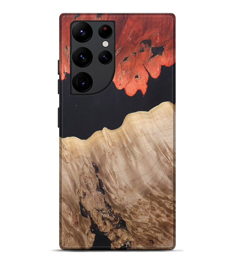 Galaxy S22 Ultra Wood+Resin Live Edge Phone Case - Catherine (Pure Black, 688115)