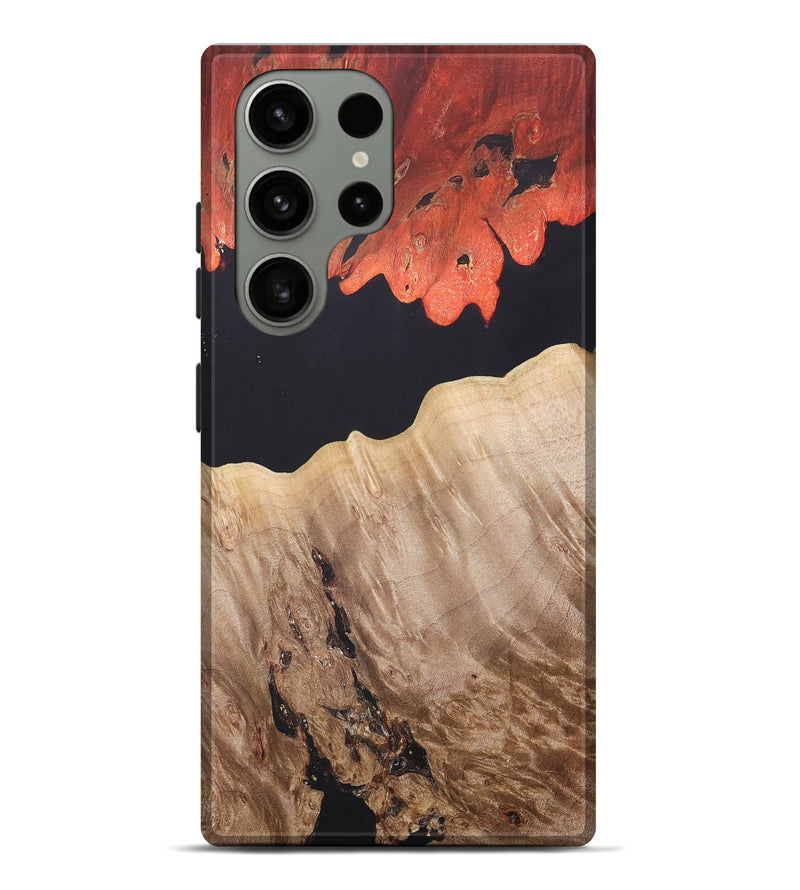 Galaxy S23 Ultra Wood+Resin Live Edge Phone Case - Catherine (Pure Black, 688115)