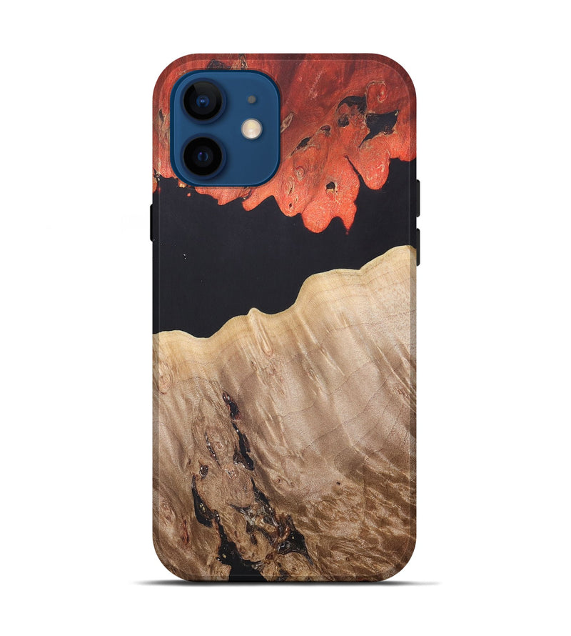 iPhone 12 Wood+Resin Live Edge Phone Case - Catherine (Pure Black, 688115)