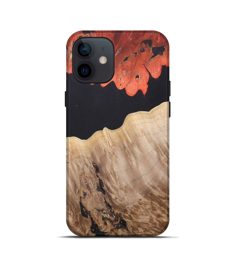 iPhone 12 mini Wood+Resin Live Edge Phone Case - Catherine (Pure Black, 688115)