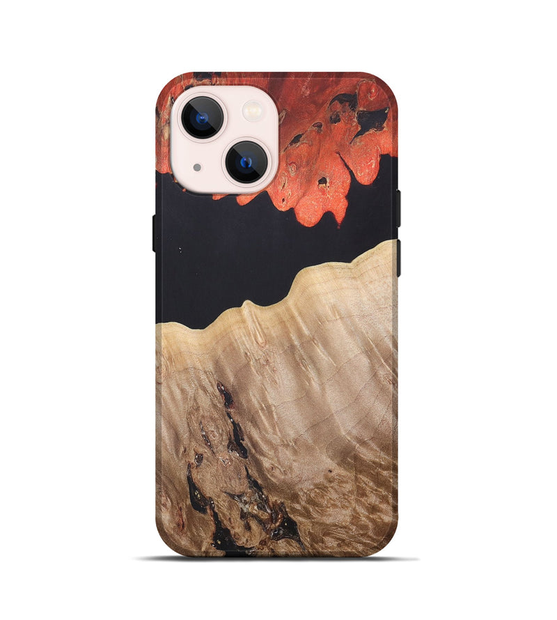 iPhone 13 mini Wood+Resin Live Edge Phone Case - Catherine (Pure Black, 688115)