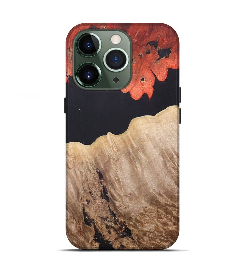 iPhone 13 Pro Wood+Resin Live Edge Phone Case - Catherine (Pure Black, 688115)