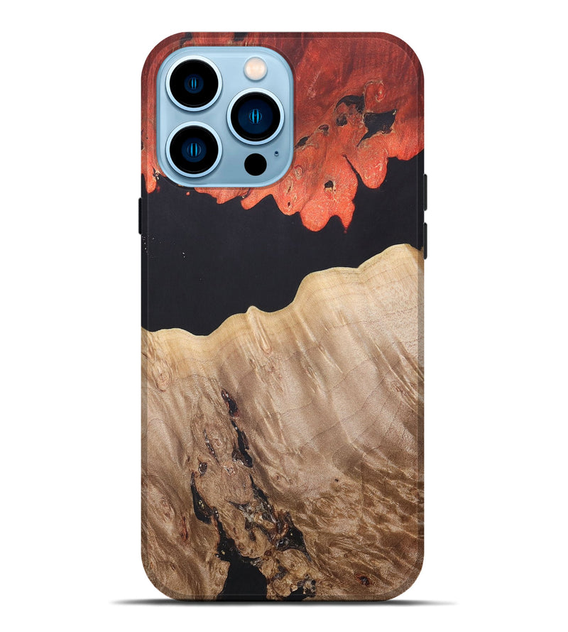 iPhone 14 Pro Max Wood+Resin Live Edge Phone Case - Catherine (Pure Black, 688115)
