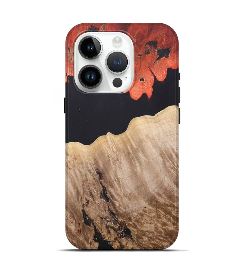 iPhone 15 Pro Wood+Resin Live Edge Phone Case - Catherine (Pure Black, 688115)