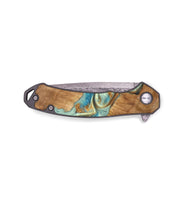 EDC Wood+Resin Pocket Knife - Cheri (Teal & Gold, 688129)
