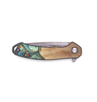 EDC Wood+Resin Pocket Knife - Lydia (Teal & Gold, 688131)