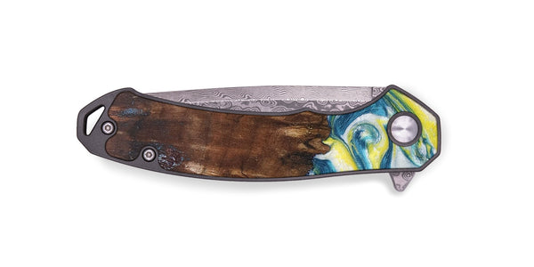 EDC Wood+Resin Pocket Knife - Kellan (Blue, 688137)