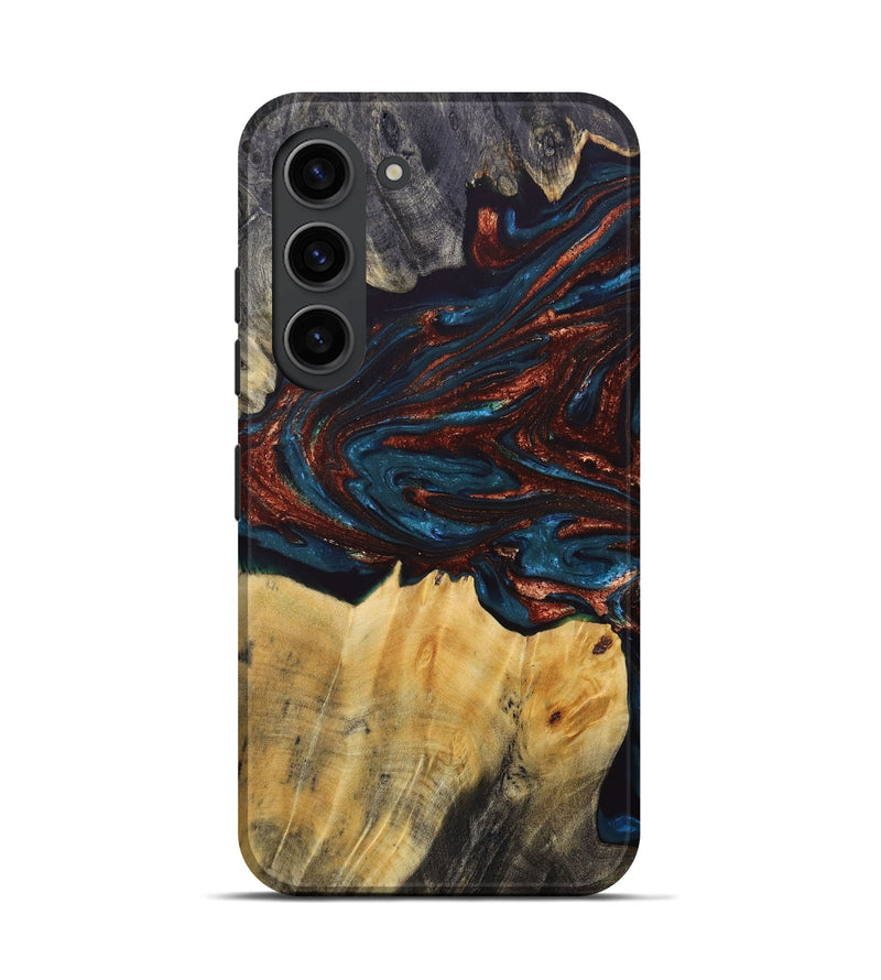 Galaxy S23 Wood+Resin Live Edge Phone Case - Ellis (Teal & Gold, 688288)
