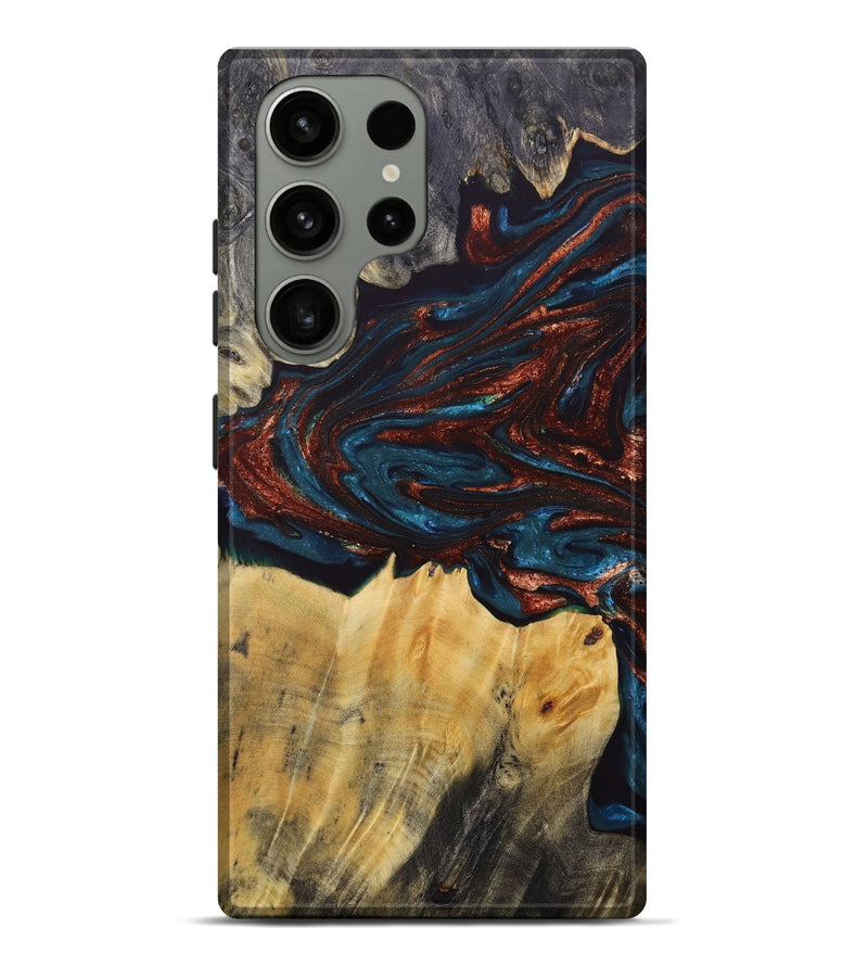 Galaxy S23 Ultra Wood+Resin Live Edge Phone Case - Ellis (Teal & Gold, 688288)
