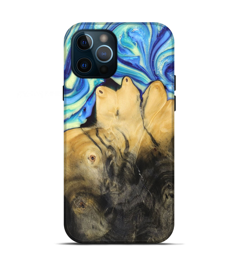 iPhone 12 Pro Wood+Resin Live Edge Phone Case - Iesha (Blue, 688300)