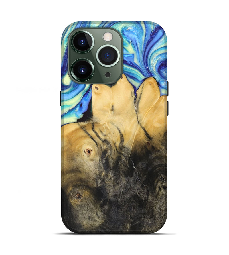 iPhone 13 Pro Wood+Resin Live Edge Phone Case - Iesha (Blue, 688300)