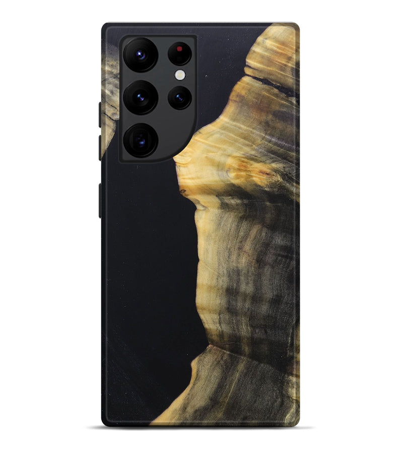 Galaxy S22 Ultra Wood+Resin Live Edge Phone Case - Joanne (Pure Black, 688312)