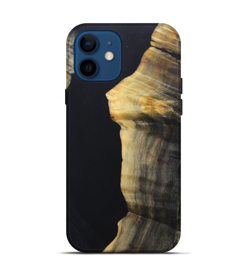 iPhone 12 Wood+Resin Live Edge Phone Case - Joanne (Pure Black, 688312)