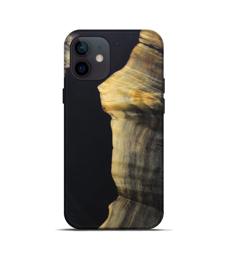 iPhone 12 mini Wood+Resin Live Edge Phone Case - Joanne (Pure Black, 688312)