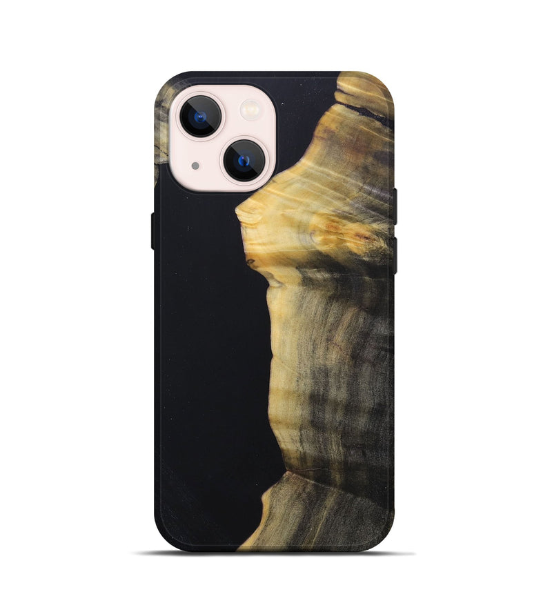 iPhone 13 mini Wood+Resin Live Edge Phone Case - Joanne (Pure Black, 688312)