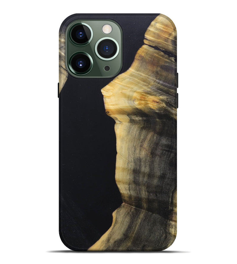 iPhone 13 Pro Max Wood+Resin Live Edge Phone Case - Joanne (Pure Black, 688312)