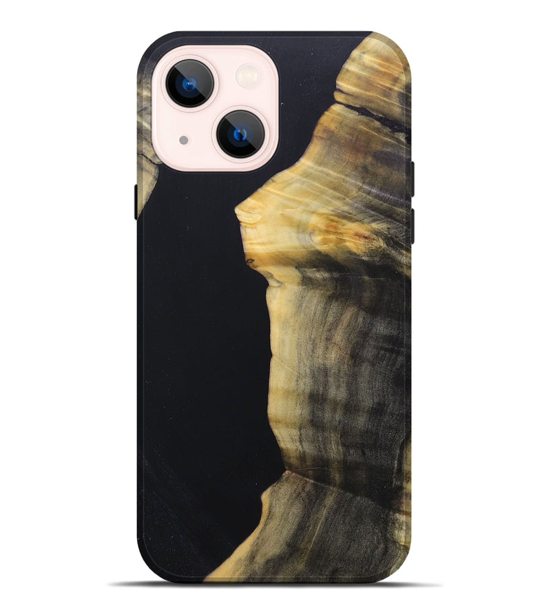iPhone 14 Plus Wood+Resin Live Edge Phone Case - Joanne (Pure Black, 688312)