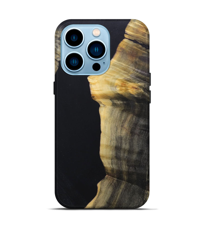 iPhone 14 Pro Wood+Resin Live Edge Phone Case - Joanne (Pure Black, 688312)
