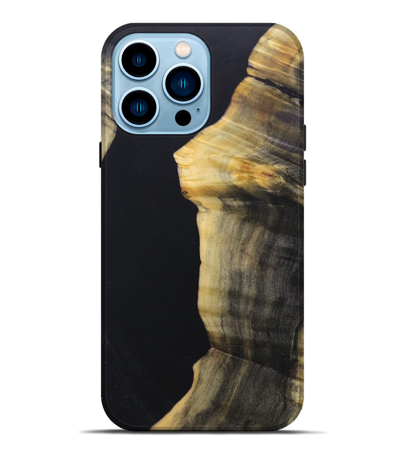 iPhone 14 Pro Max Wood+Resin Live Edge Phone Case - Joanne (Pure Black, 688312)