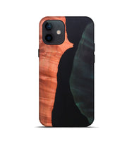 iPhone 12 mini Wood+Resin Live Edge Phone Case - Kelli (Pure Black, 688314)