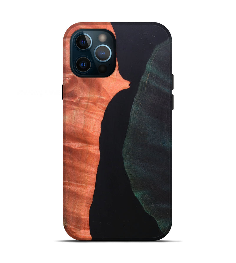 iPhone 12 Pro Wood+Resin Live Edge Phone Case - Kelli (Pure Black, 688314)