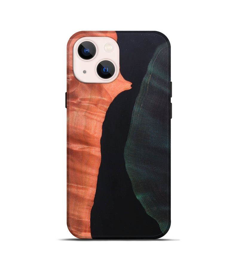 iPhone 13 mini Wood+Resin Live Edge Phone Case - Kelli (Pure Black, 688314)