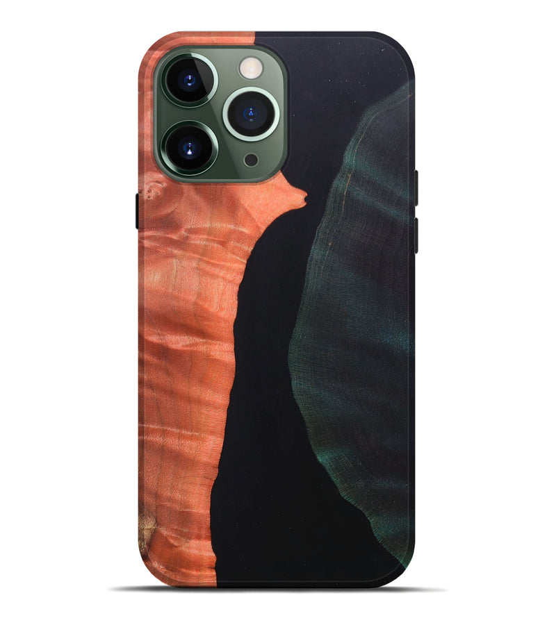 iPhone 13 Pro Max Wood+Resin Live Edge Phone Case - Kelli (Pure Black, 688314)