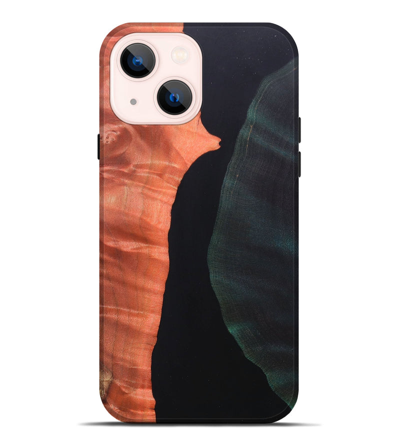 iPhone 14 Plus Wood+Resin Live Edge Phone Case - Kelli (Pure Black, 688314)