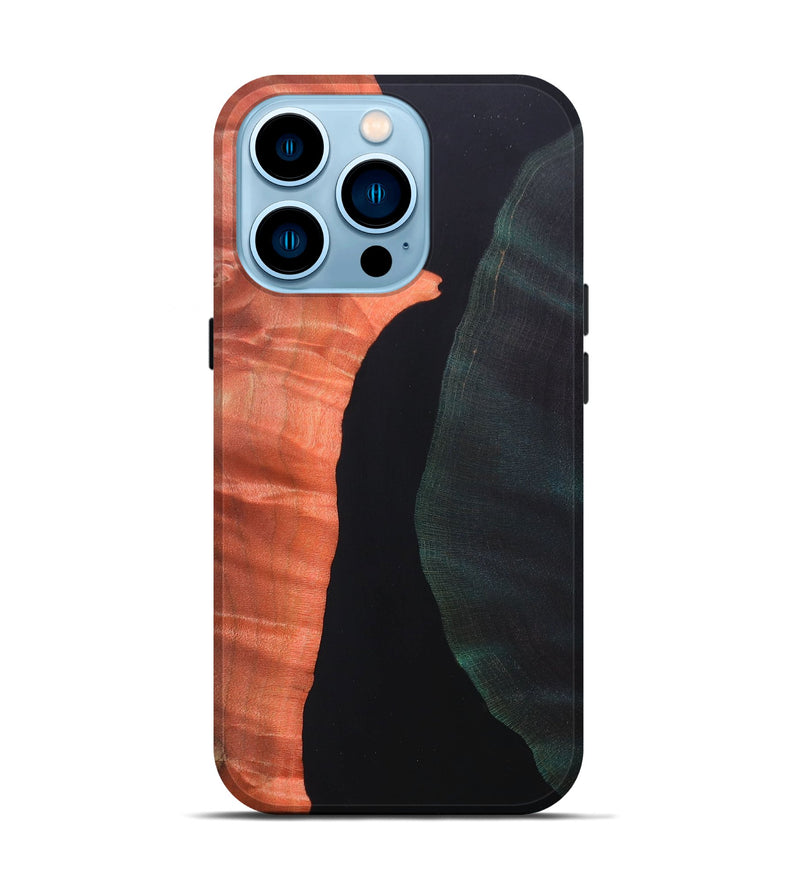 iPhone 14 Pro Wood+Resin Live Edge Phone Case - Kelli (Pure Black, 688314)
