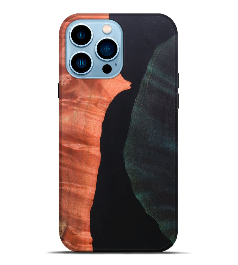 iPhone 14 Pro Max Wood+Resin Live Edge Phone Case - Kelli (Pure Black, 688314)