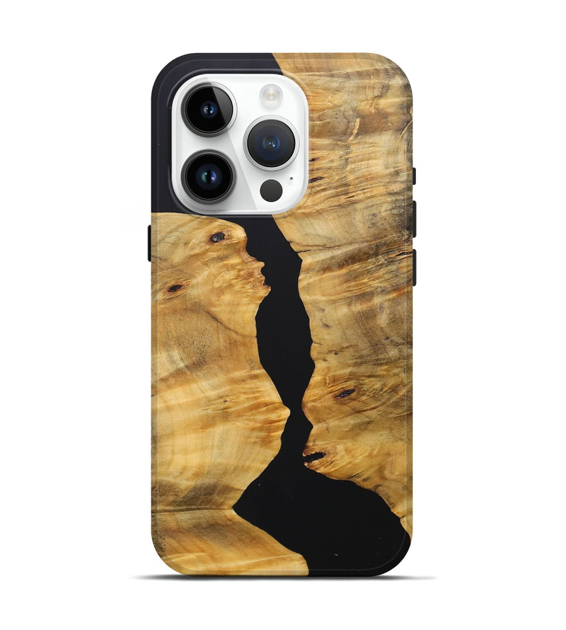 iPhone 15 Pro Wood+Resin Live Edge Phone Case - Pamela (Pure Black, 688318)