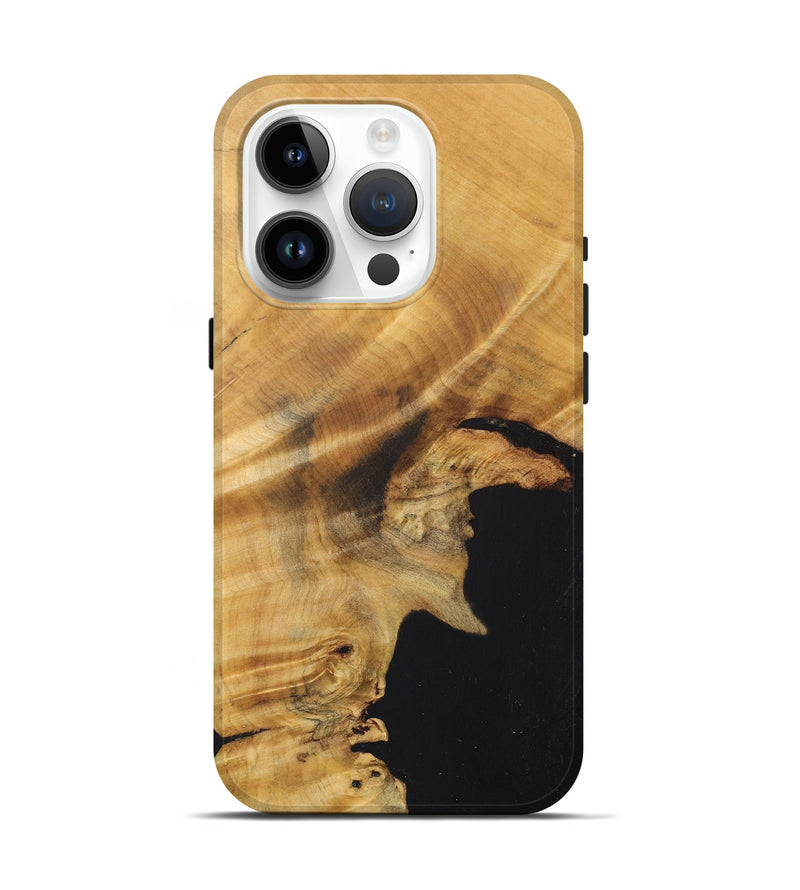 iPhone 15 Pro Wood+Resin Live Edge Phone Case - Gordon (Pure Black, 688322)