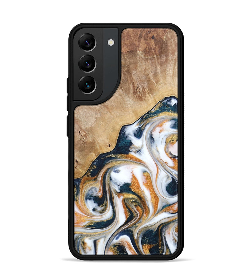 Galaxy S22 Plus Wood+Resin Phone Case - Francine (Teal & Gold, 688470)